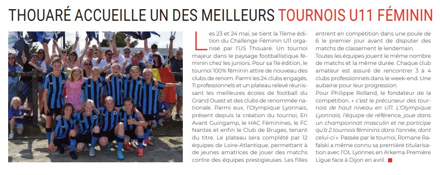 Affiche Challenge U11F 2026 Article Journal
