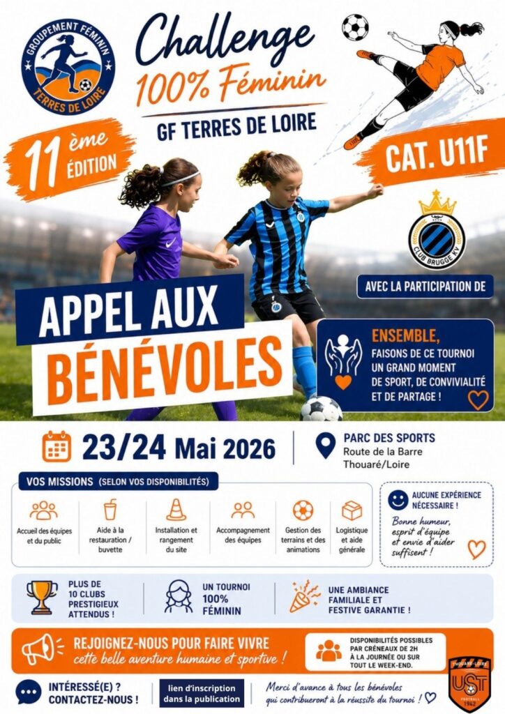 Affiche Challenge U11F 2026 Appel Bénévoles